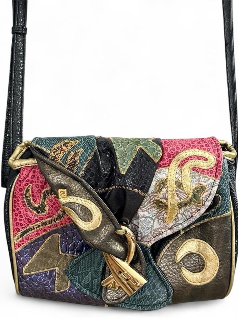 Vintage Alentino NAS Patchwork Leather Crossbody Purse Multicolor